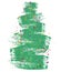Christmas tree, grunge brush drawing art. Beautiful doodle spruce (fir tree) with color paint blots (garland).