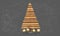 Christmas tree for holiday old wooden planks golden jingle bells. Vector illustration.