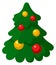 Christmas tree icon. Cartoon decorated holiday pine