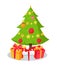 Christmas Tree Icon Decorated by Star Shape Garlands