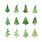 Christmas tree icons set