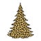 Christmas tree. Leopard print. Animal decorative ornament. Holiday symbol. Vector