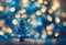 Christmas Tree With Lights In Blue - Stars Hanging On Fir Branches With Glittering And Bok