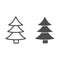 Christmas tree line and solid icon. Decorated conifer outline style pictogram on white background. New Year firtree for