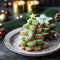 Christmas Tree Linzer Cookies With Green Frosting And Sprinkles