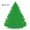 Christmas tree lush, green silhouette on white background,