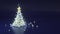 Christmas tree made of balls on blue background with copy space. 3d rendering illustration. Silver, gold and grey colors.Minimal