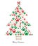 Christmas tree made of bone and paw prints. New year greeting card