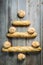 Christmas tree made of bread roll and baguette