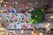 Christmas tree made from broccoli, on a wooden background, close-up, selective focus.2022,2023