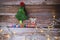 Christmas tree made from broccoli, on a wooden background, close-up, selective focus.2022,2023