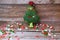 Christmas tree made from broccoli, on a wooden background, close-up, selective focus.2022,2023