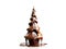 Christmas tree made of chocolate dripping isolated on white background, created with generative AI