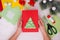 Christmas tree made of disposable paper napkins. Childrens Christmas craft card. Step-by-step instruction. Step 10