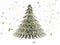 Christmas tree made by dollars with coin as snow