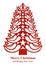 Christmas tree made of grass paper - red