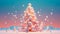 Christmas tree made of many pastel color balloons and pastel color pink gifts present boxes