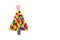 Christmas tree made of Mix colorful chocolate candy, star made of meringue isolated on white background