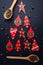 Christmas tree made from red candies and wooden spoons