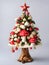 christmas tree made of red, white christmas decorations. high quality photo