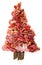 Christmas tree made of sausage on a background of a wooden wall