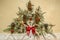 Christmas tree, made from twigs of thuya with fir cones and chocolate