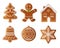 Christmas tree, man, house, bell, ball and star gingerbread illustration