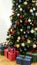 Christmas tree with many differently colored christmas balls