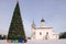 Christmas tree on the Market Square of the city of Suzdal, Russia