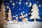 Christmas Tree, Moose Couple In Love, Moon, Snow, Snowflakes