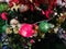 Christmas tree ornaments, colorful light balls on Christmas tree