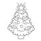 Christmas tree with ornaments and gifts. Christmas. New year. Coloring book for kids