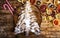 Christmas tree pastry on a rustic wooden table