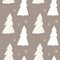 Christmas tree pattern, seamless background for winter holidays design. White pine silhouettes on brown kraft paper