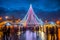 Christmas tree and people around it, Vilnius 2017 winter