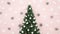 Christmas tree with Pine cone, Snowflake and ribbon on light pink background - artwork for christmas day or happy new year - 3D