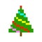 Christmas tree pixel art cartoon retro game style set