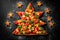 Christmas Tree Pizza Delight on Festive Background - Generative AI