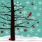 Christmas Tree and Red Cardinal Background