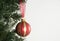 Christmas tree and red hanging decoration