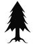 Christmas tree with roots, silhouette of a coniferous plant - stock illustration for logo or pictogram. Coniferous tree silhouette