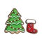 Christmas tree and Santa boot gingerbread cookie