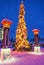 Christmas tree in Santa Claus village at Arctic Circle near Rovaniemi