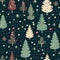 Christmas tree seamless pattern, tileable holiday country print for wallpaper, green wrapping paper, scrapbook, fabric and product