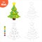 Christmas tree, a set of Developing children's games. Dot by dot, coloring.