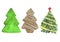 Christmas tree set New year watercolor