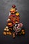 Christmas tree-shaped cookies, mulled wine, and decor