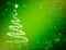Christmas tree on shiny festive green background