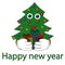 Christmas tree shows tongue and hides gifts. happy new year. isolated vector illustration