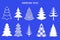 Christmas tree silhouette. Vector set template for laser, paper cutting